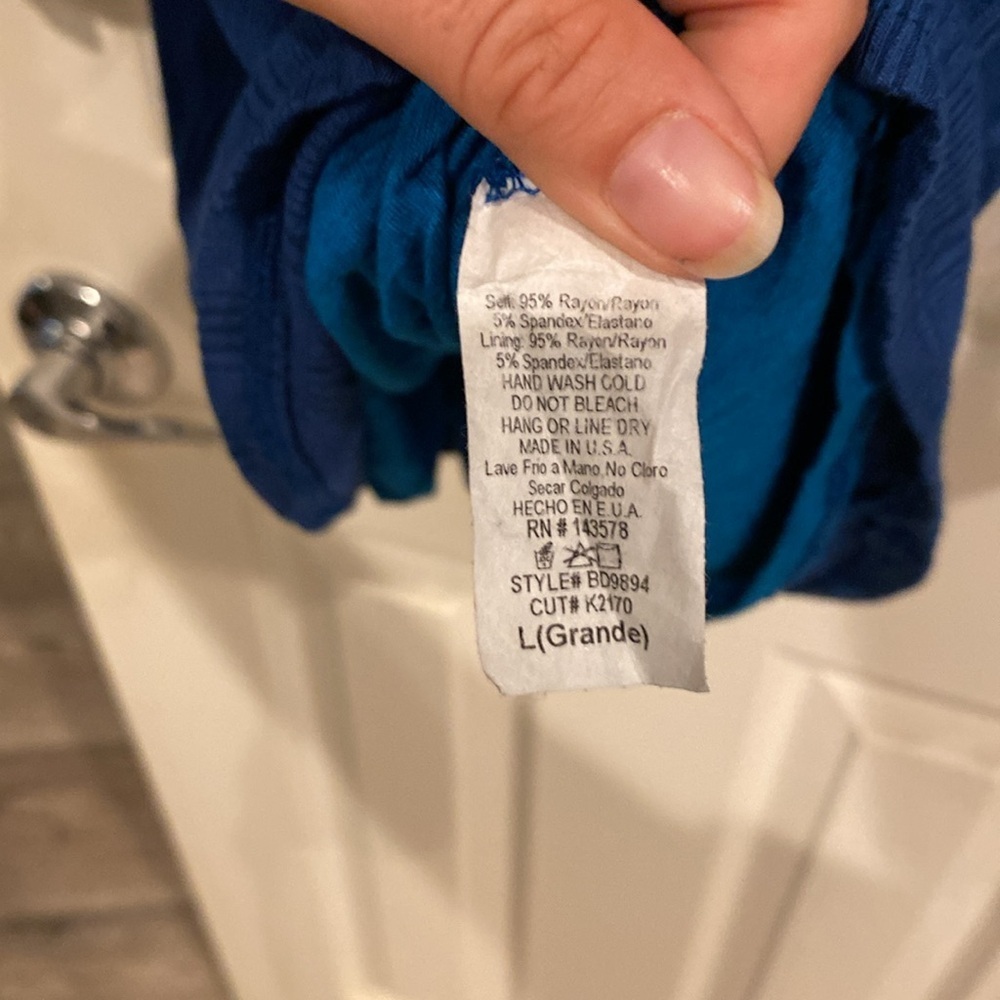 Bell-Bottom sleeve, Blue Mini Dress from Black Bead, size L - Picture 5 of 8